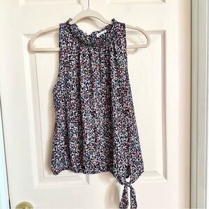 Dark blue floral sienna sky top